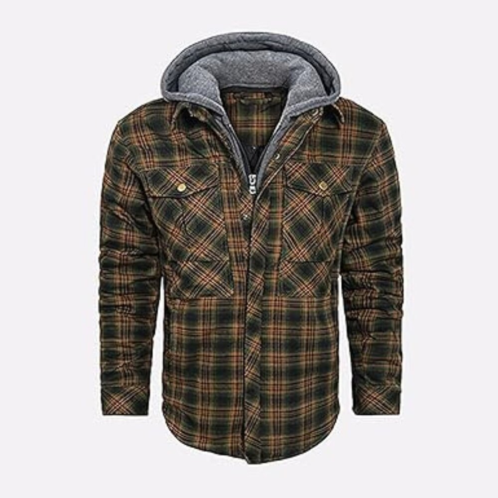 Men Long Sleeve Lined Jacket Lightweight Trendy Plaid Coat